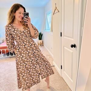 The Westside Pink Orange Cotton Silk Maxi Dress Medium